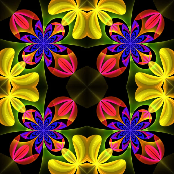 Hermoso patrón simétrico de los pétalos de flores en fractal de —  Fotos de Stock
