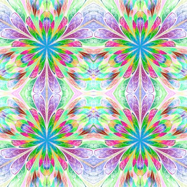 Simetrik desende çok renkli vitray pencere stili. 