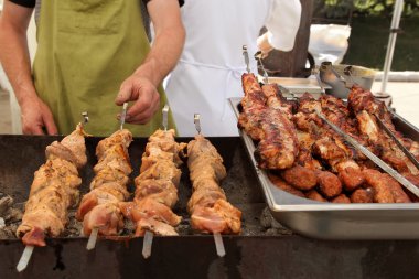 Barbekü Izgara yemek. Seçici odak.