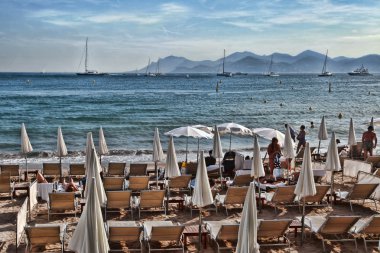 Cannes, Fransa - 5 Temmuz 2014. Cannes beach. Cannes loca