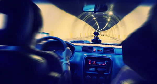 Abstract background. The driver drives the car in the tunnel.  R — Stock Photo, Image