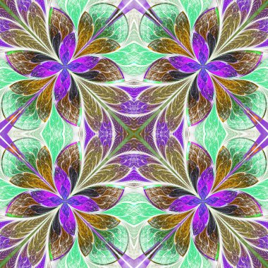 Vitray pencere stili o çok renkli simetrik desen