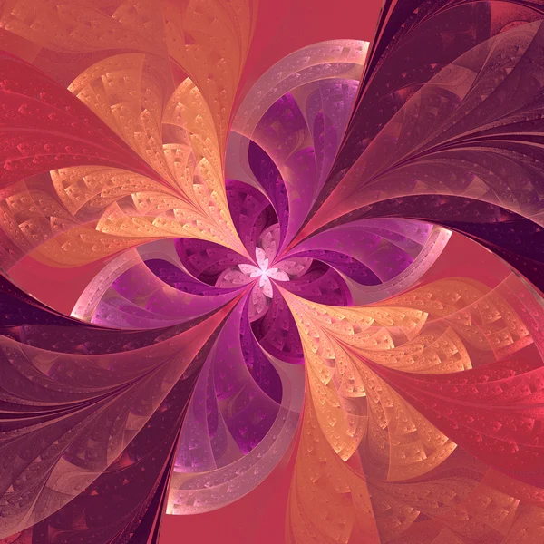 Vackra diagonal fraktal blomma i glasmålning stil. — Stockfoto