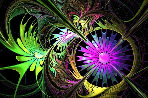 Flower background. Purple and green palette. Fractal design. Com — Stock Photo, Image