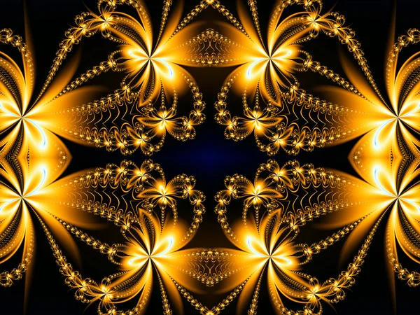 Ogień kwiatki w fractal design. Brown i ogień. Komputer — Zdjęcie stockowe