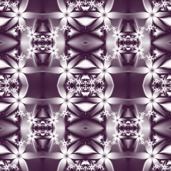 Patrón de flores en diseño fractal. Paleta violeta y blanca. Comp. —  Fotos de Stock