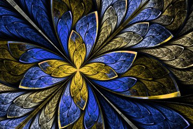 Çiçek ya da kelebek vitray pencere olarak güzel fractal