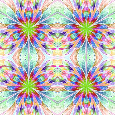 Simetrik desende çok renkli vitray pencere stili. 