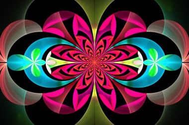 Muhteşem simetrik desen yaprak. Mor ve yeşil dostum