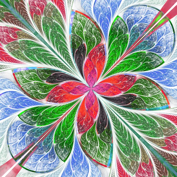 Flor fractal multicolor o mariposa en vitral — Foto de Stock