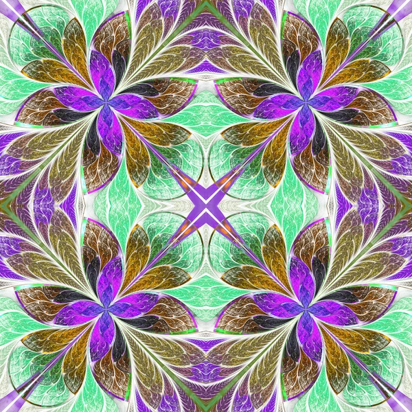 Multicolored symmetrical pattern in stained-glass window style o — Stock Photo, Image