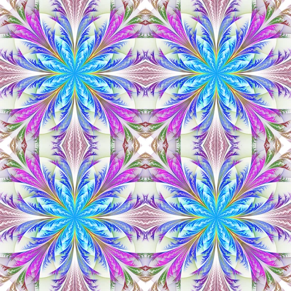 Beautiful pattern from fractal flowers. Blue and purple palette. — Stock Photo, Image