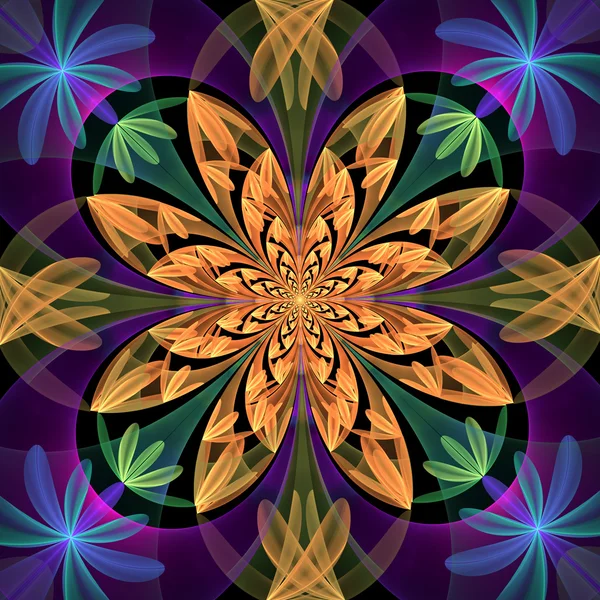 Fantastiska symmetriska mönster av kronbladen. Blå och beige plocka — Stockfoto