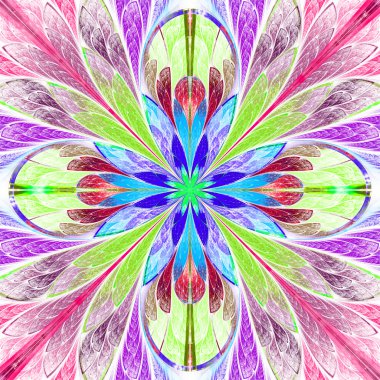 Vitray pencere çok renkli simetrik fraktal çiçek 