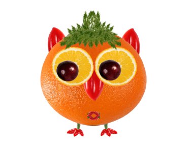 Yaratıcı yiyecekler kavramı. Kukumav turuncu yapılan