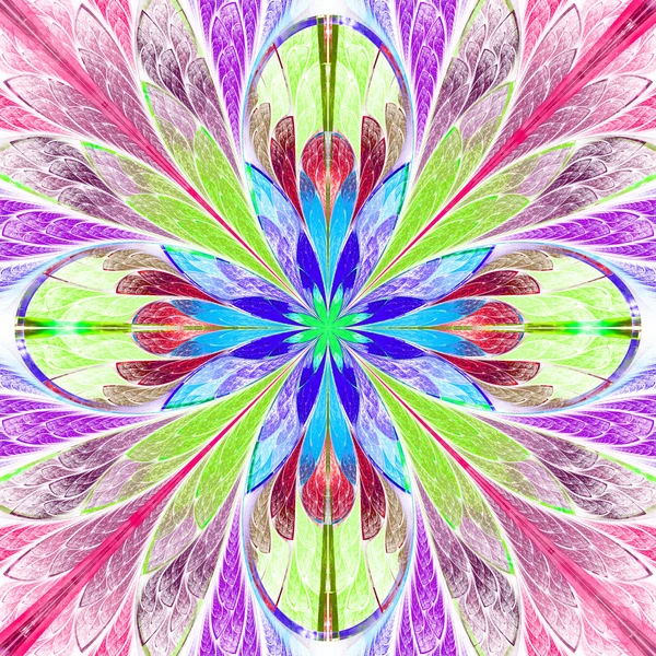 Vitray pencere çok renkli simetrik fraktal çiçek 