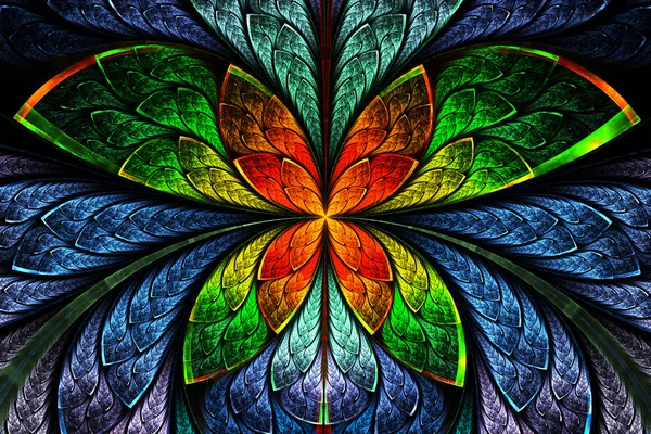 Multicolored symmetrical fractal pattern as flower or butterfly — Stock Photo, Image