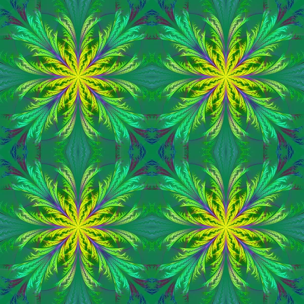 Fraktal çiçekler güzel desen. Sarı ve yeşil palet