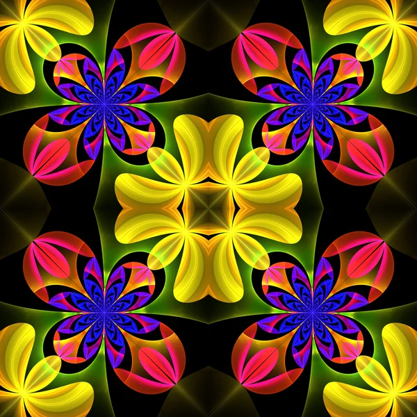 Beautiful symmetrical pattern of the flower petals in fractal de — Stock Photo, Image