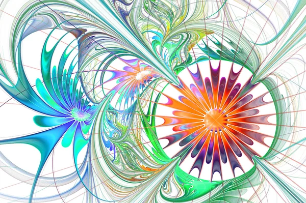 Flower background. Blue and orange palette. Fractal design. Comp — Stock Photo, Image