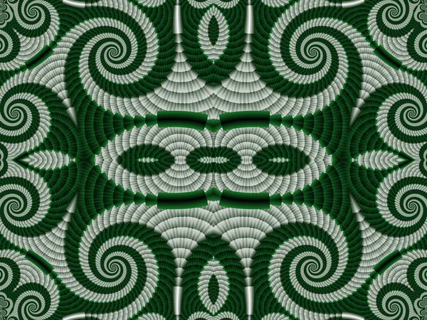 Symmetrical Textured Background with Spirals. Gray and green pal — Stock Photo, Image