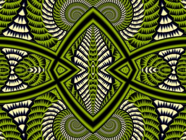 Spiraller ile simetrik dokulu arka plan. Gri ve yeşil dostum