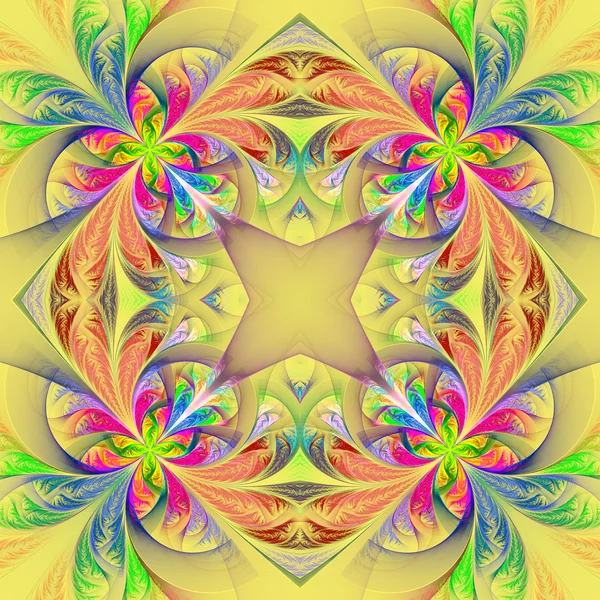 Simetrik çok renkli fraktal oyma. Koleksiyon - ayaz patt — Stok fotoğraf