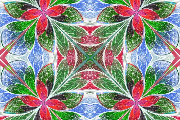 Multicolored symmetrical pattern in stained-glass window style o — Stock Photo, Image