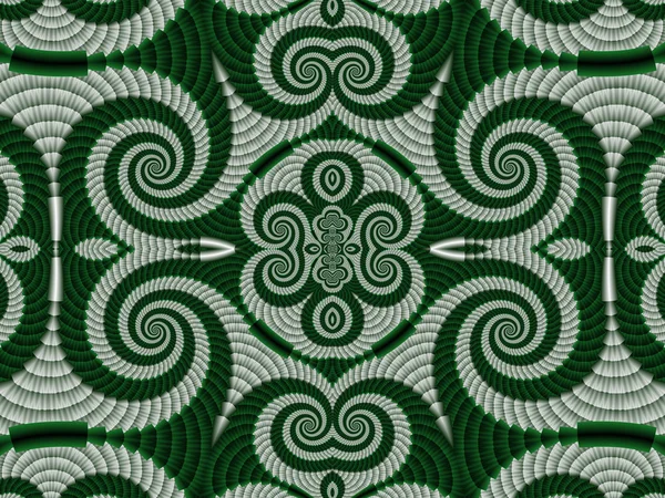 Symmetrisch strukturierter Hintergrund mit Spiralen. grauer und grüner Freund — Stockfoto