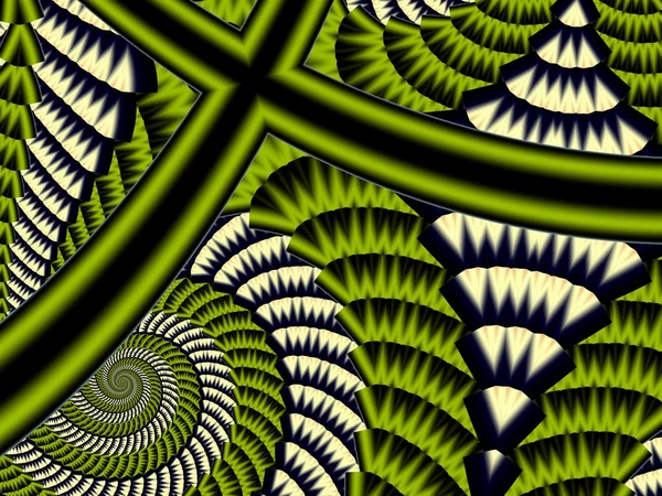 Spiral Textured Background. Gray and green palette. Computer gen — Stock fotografie