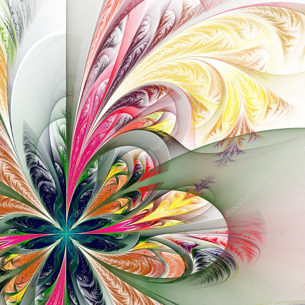 Diagonal asymmetrical multicolor fractal tracery. Collection - f