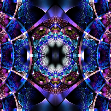 Güzel fraktal desen parlak şeritler ile. Koleksiyon - Ren