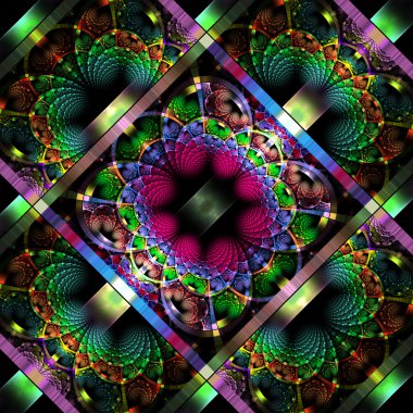 Parlak şeritler ile muhteşem çapraz fraktal desen. Koleksiyonu