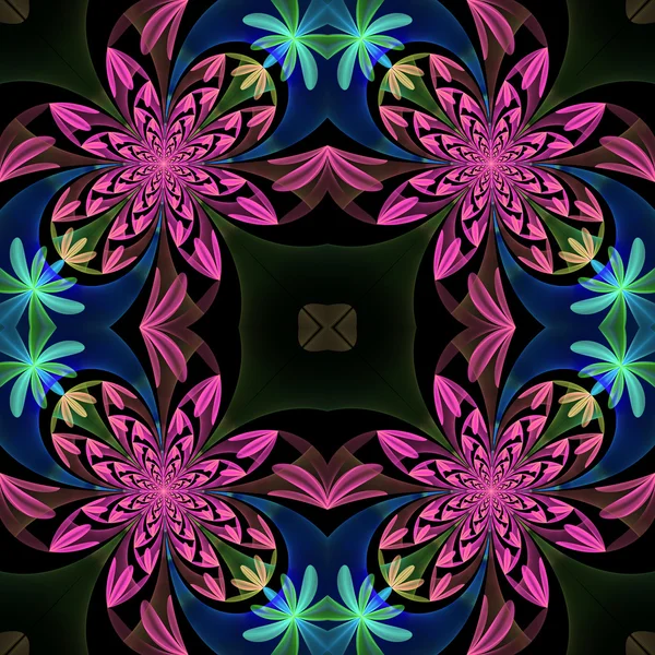 Fantastische symmetrisch patroon van de bloemblaadjes. Blauwe en paarse pale — Stockfoto