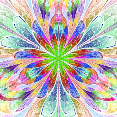 Vitray pencere çok renkli simetrik fraktal çiçek