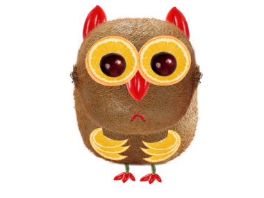 Yaratıcı yiyecekler kavramı. Kivi ve turuncu Kukumav yapılmış