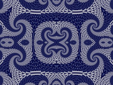 Spiraller ile simetrik dokulu arka plan. Gri ve mavi soluk