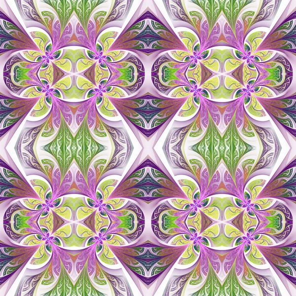 Patrón de flor simétrico en estilo vitral. Verde —  Fotos de Stock