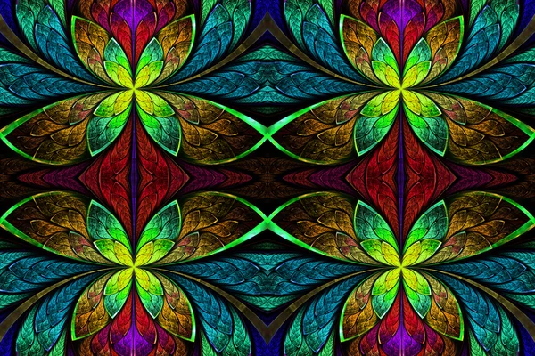 Разноцветный симметричный узор в стиле витража . — стоковое фото