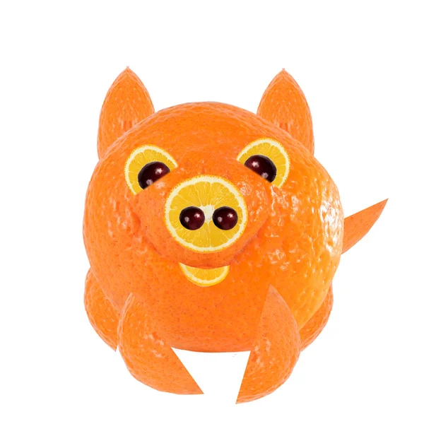 Healthy eating.  Little pig, made of orange — Stock fotografie