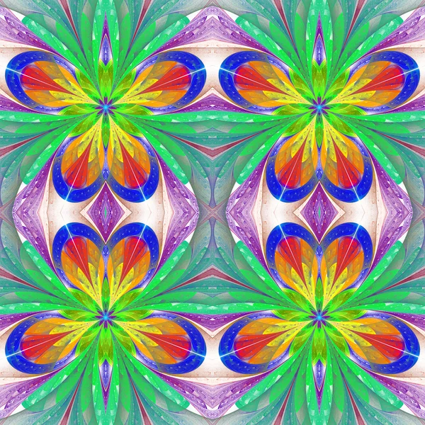 Multicolored symmetrical pattern in stained-glass window style o — Stock Photo, Image