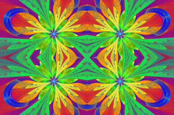 Multicolored symmetrical pattern in stained-glass window style o — Stock Photo, Image