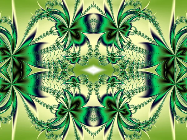 Kwiatki w fractal design. Palety zielony i beżowy. Compu — Zdjęcie stockowe