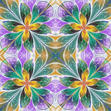 Vitray pencere stili o çok renkli simetrik desen