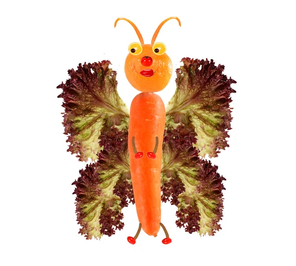 Yaratıcı yiyecekler kavramı. Komik küçük kelebek meyvelerini yapılmış ve — Stok fotoğraf