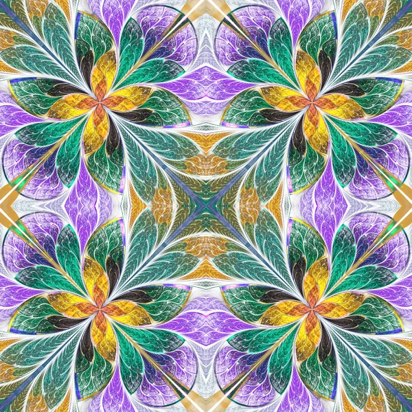 Multicolored symmetrical pattern in stained-glass window style o — Stock Photo, Image