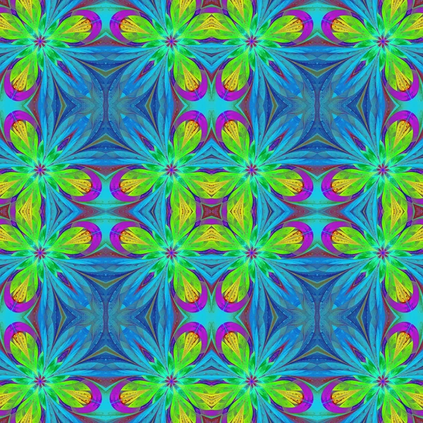 Multicolored symmetrical pattern in stained-glass window style o — Stock Photo, Image
