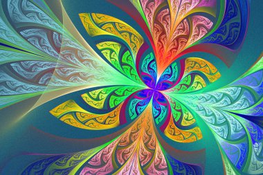 Çok renkli fraktal çiçek ya da kelebek arka planda lekeli-g