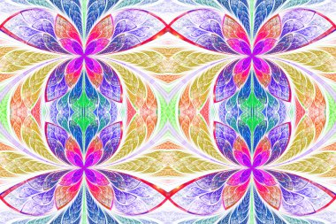 Simetrik desende çok renkli vitray pencere stili.