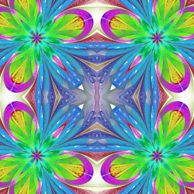 Vitray pencere stili o çok renkli simetrik desen